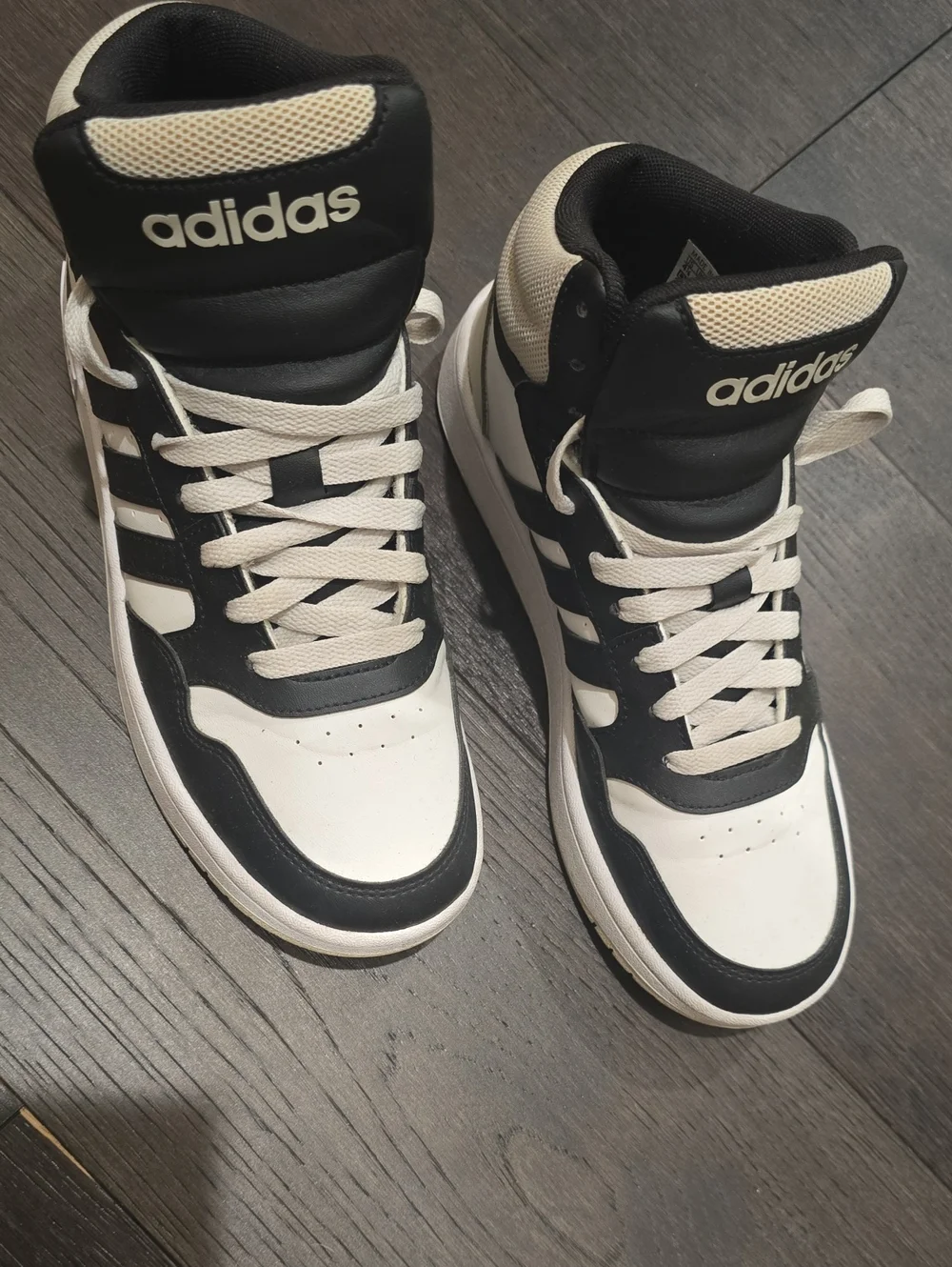 adidas Boys High-Top Sneakers in Black and Cream